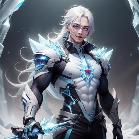 06492-12345-,frostracetech, cryogenic , contemporary, open jacket, _,scholar , scroll, 1boy,long hair, blue skin,white hair, red eyes, smil.png
